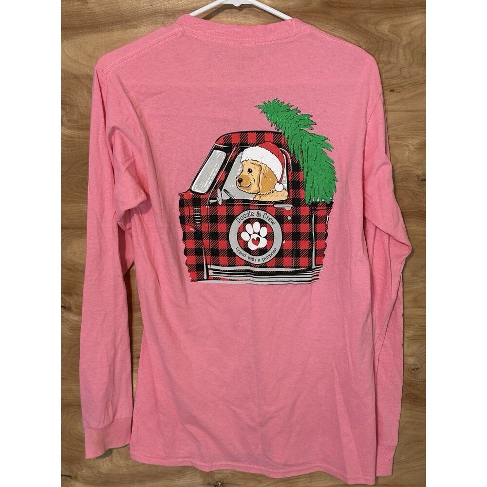 Simply Southern Womans Small Dog Long Sleeve Shirt Christmas Tree Pickup